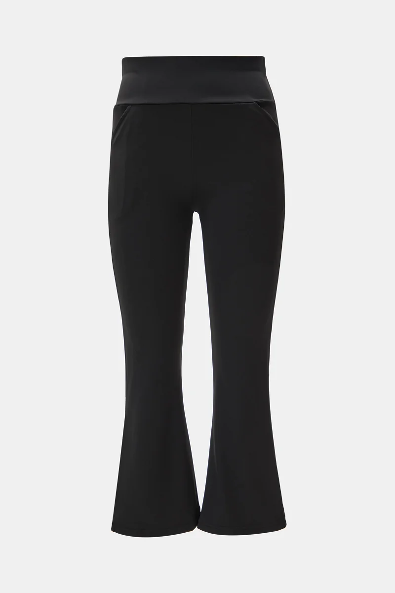 กางเกงโยคะทรงไมโครเฟลร์เอวสูงสำหรับผู้หญิง - ความยาวพิเศษ ผ้าชาร์คสกินกระชับสัดส่วน ทรงกางเกงฮอร์สชู ยืดได้ 4 ทิศทาง