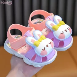 Baby Summer Cute Rabbit Bear Boys Girl's Sandals Kids Cartoon PVC Non Slip Sandals Children Soft Bottom Hook Loop Beach Shoes