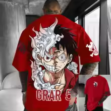 Official ONE PIECE Luffy T-Shirt Men's Black Graphic Tee Anime Blue Lightning Print Cotton Oversized Streetwear Anime Cosplay