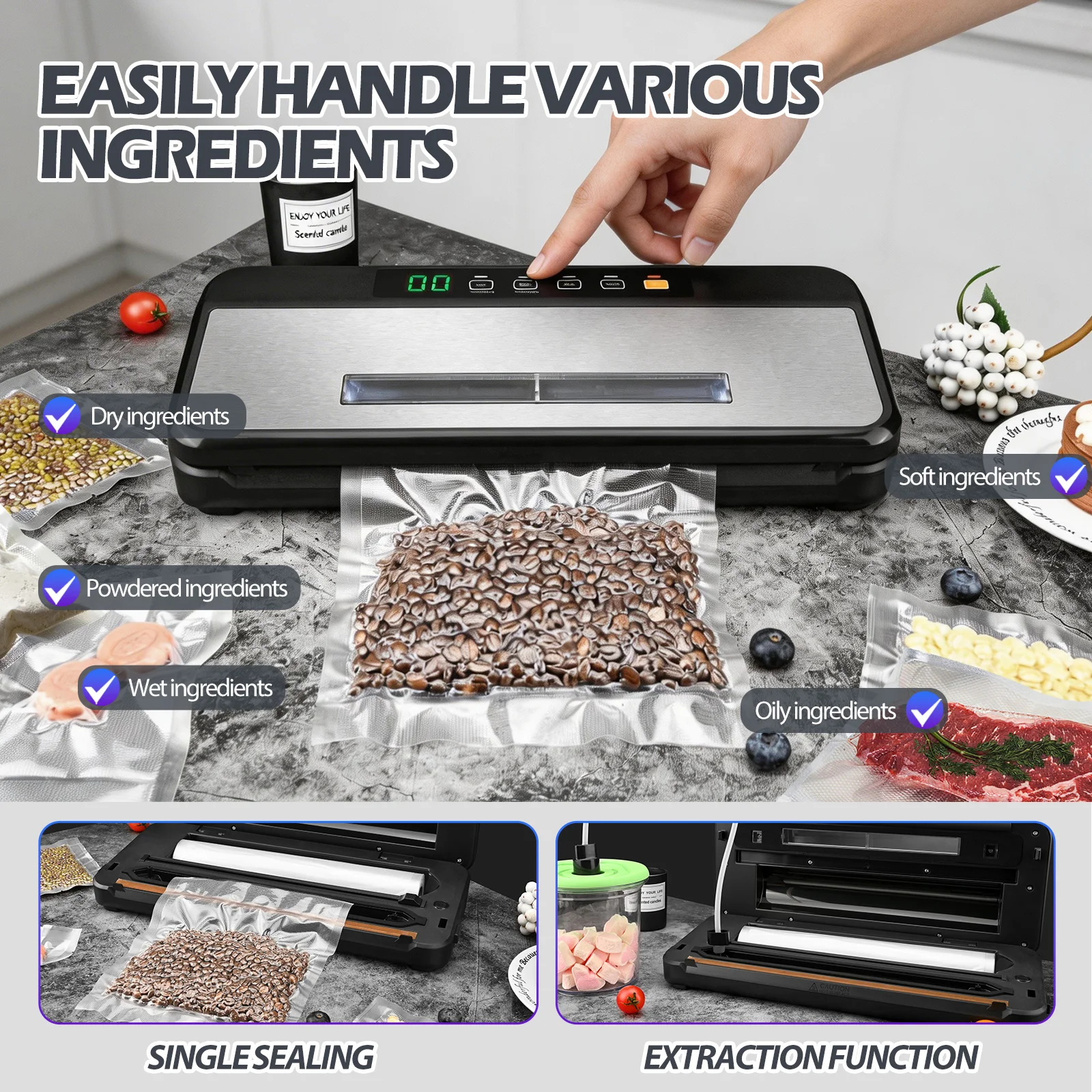 ZM-VS6608X 多機能真空シーラー 110V 自動食品 - Food Vacuum Sealer Machine のレビューと価格