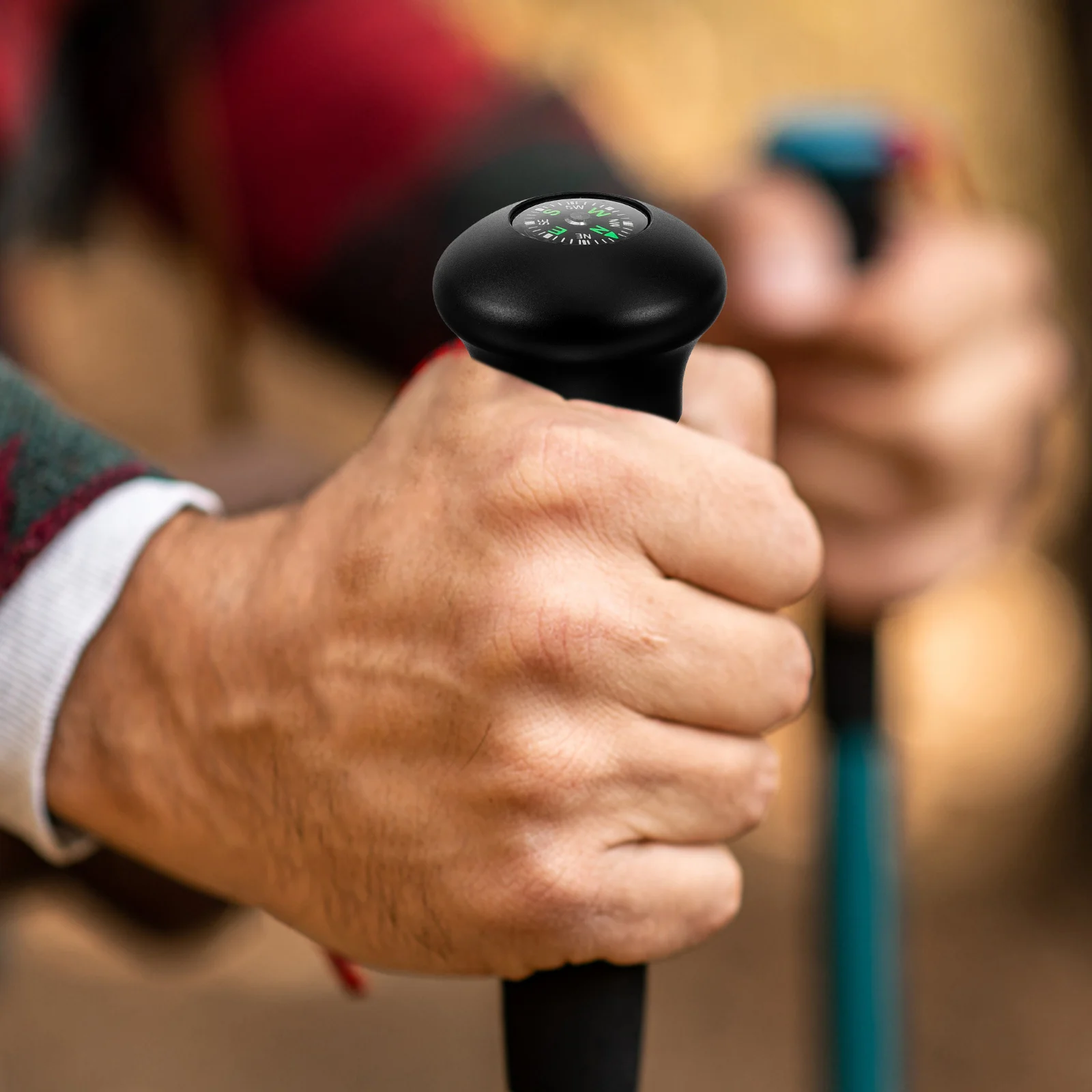 

Aluminum Trekking Pole Head Cover With Compass Outdoor Sturdy Hiking Stick Accessory Portable Walking Stick Tips Camping