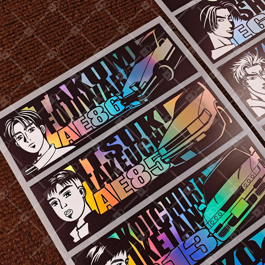 8-Piece Set. Headrowd D. AE86 Initial D. Tatsuhiko Fujihara. JDM Car Decals. Motorcycle, Laptop Stickers.