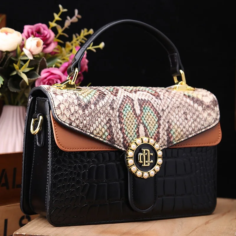 

Luxury Designer Brand New High Quality Cowhide Vintage Color Contrast Handbag Fashion Single Shoulder Crossbody Bag for Women