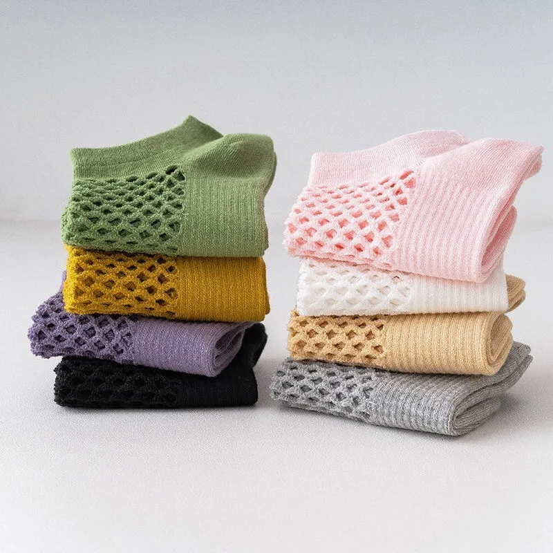 5 Par Damskich Letnich Skarpetek do Kostki z Siateczki w Jednolitym Kolorze, Cienkie, Oddychające, Wygodne, Odporne na Zapachy, Odprowadzające Pot, Codzienne Skarpetki