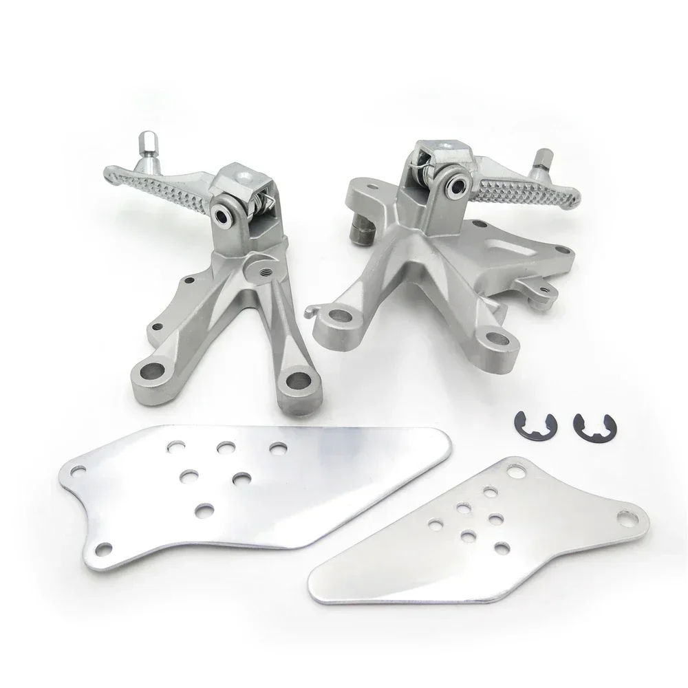 Silver Motorcycle Parts Front Rider Foot Rest Pegs Brackets for 2006-2010 Kawasaki ZX-10R