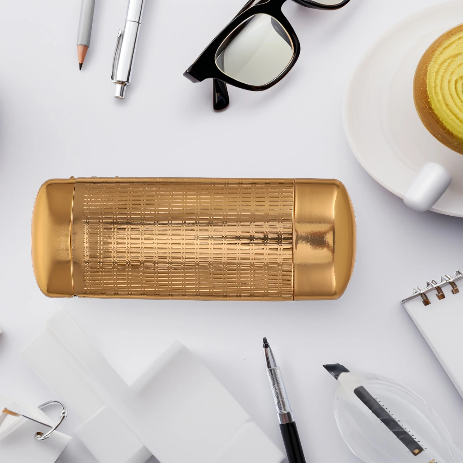 

Glasses Case Aluminum Hardshell Lightweight Eyeglasses Protector Box Travel Small Holder Crash Proof Glasses Storage Box