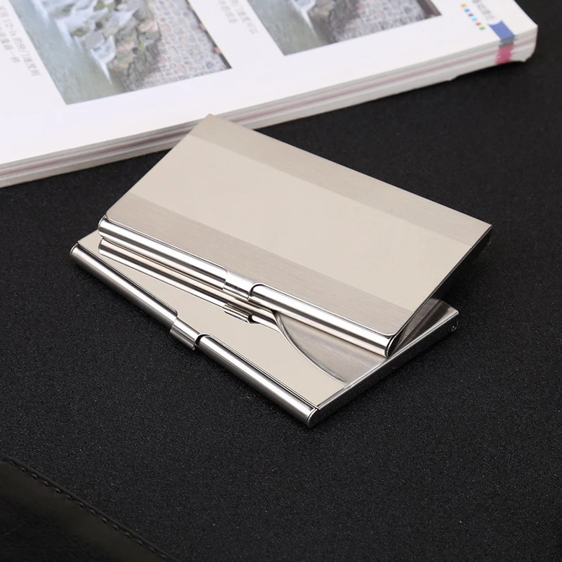 Mode Visitekaartje Houder Rvs Zilver Aluminium Credit Card Case Vrouwen Portefeuilles Mannen Id-kaart Box Card Organizer