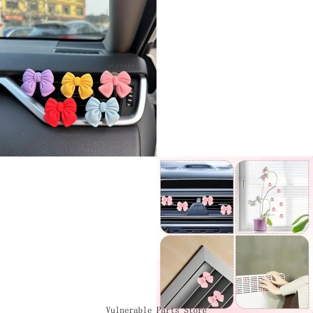 

D0UC Car Vent Air Freshener Clips Elegant Bows Design Auto Scented Decors for Women