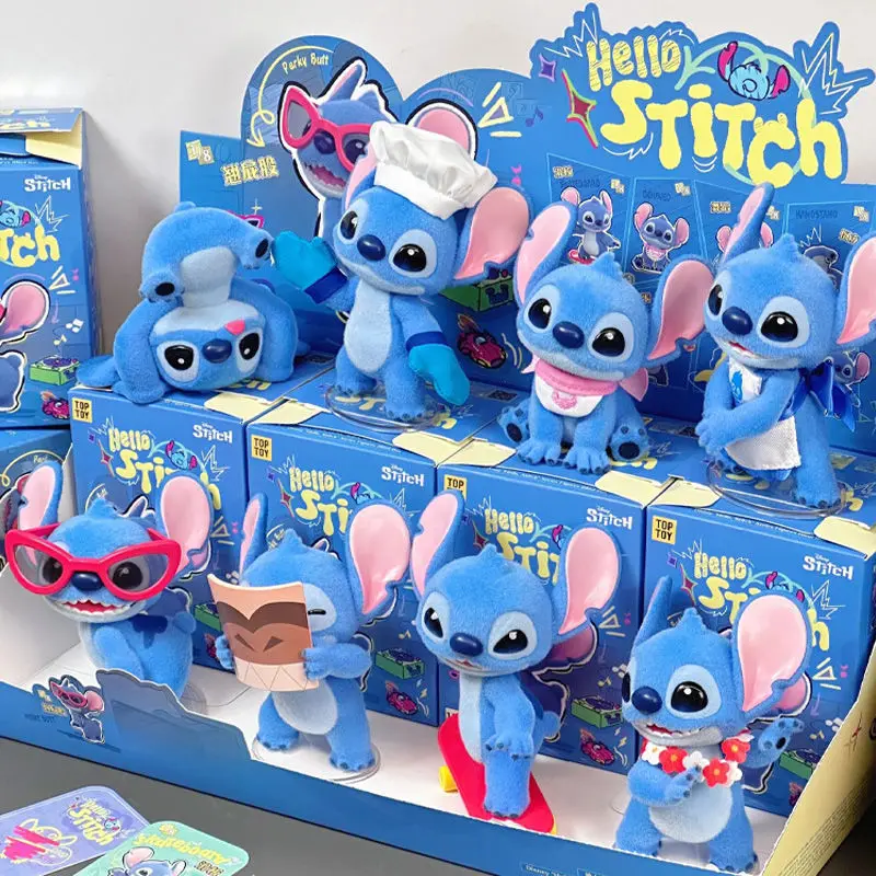

New Genuine Hello Stitch Series Blind Box Stitch Flocking Mystery Box Anime Figure Model Doll Trend Toy Kids Gift Desk Ornament