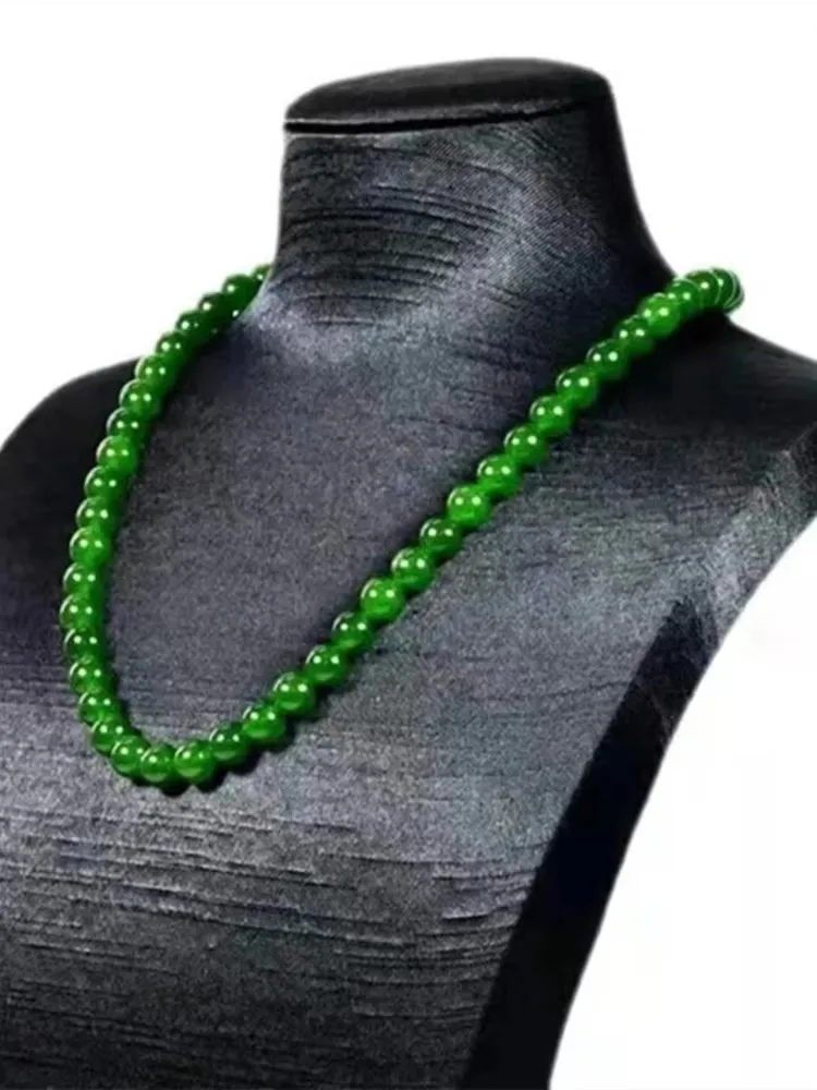

Genuine Natural Green Jade Beaded Necklace Fashion Charms Jewellery Production Delicate Chain Fine Jewelry