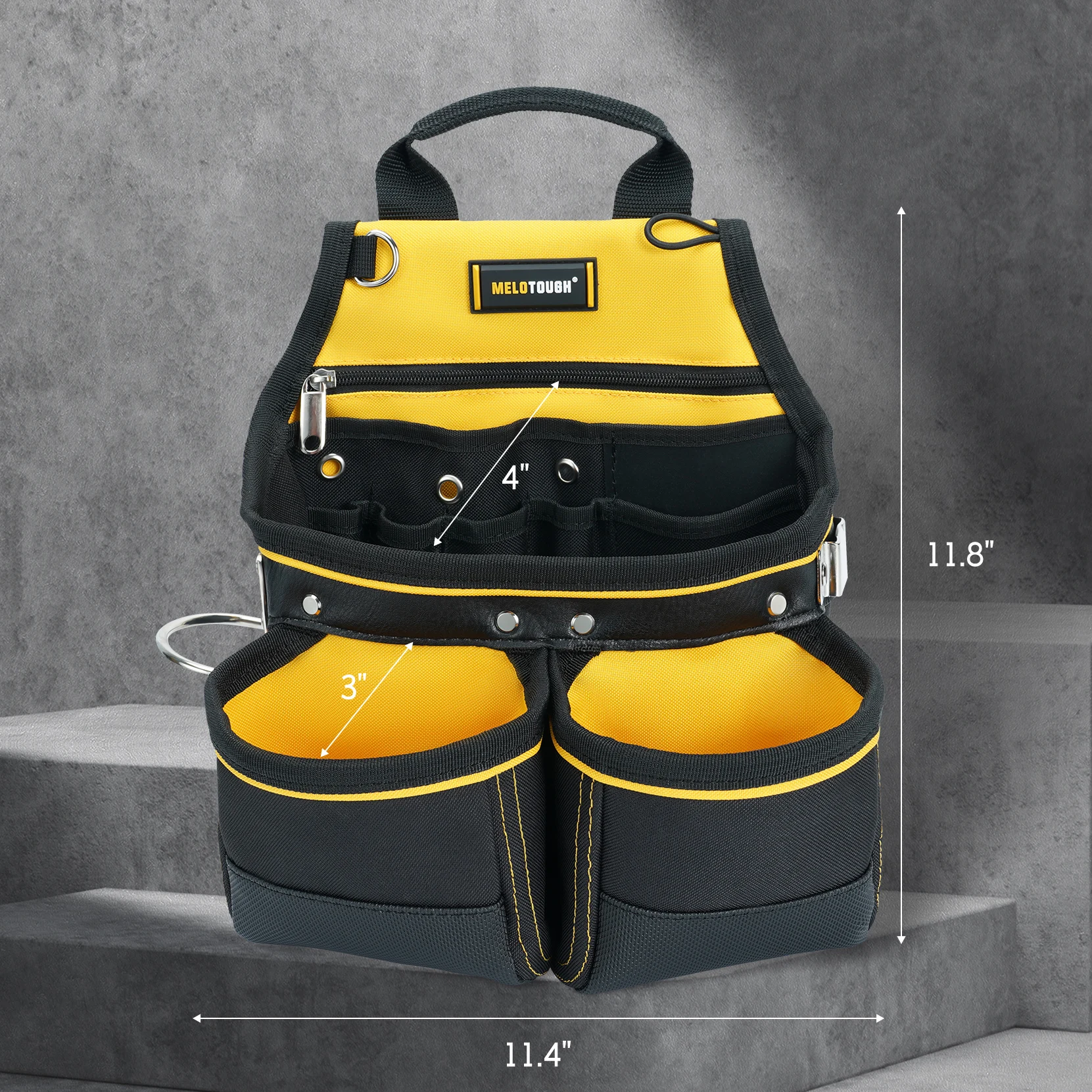 MELOTOUGH Carpenter Tool Pouch with 10 Pockets,Electrician Tool Pouch,Framer Belt Bag,Tool Pouch with Belt Clip