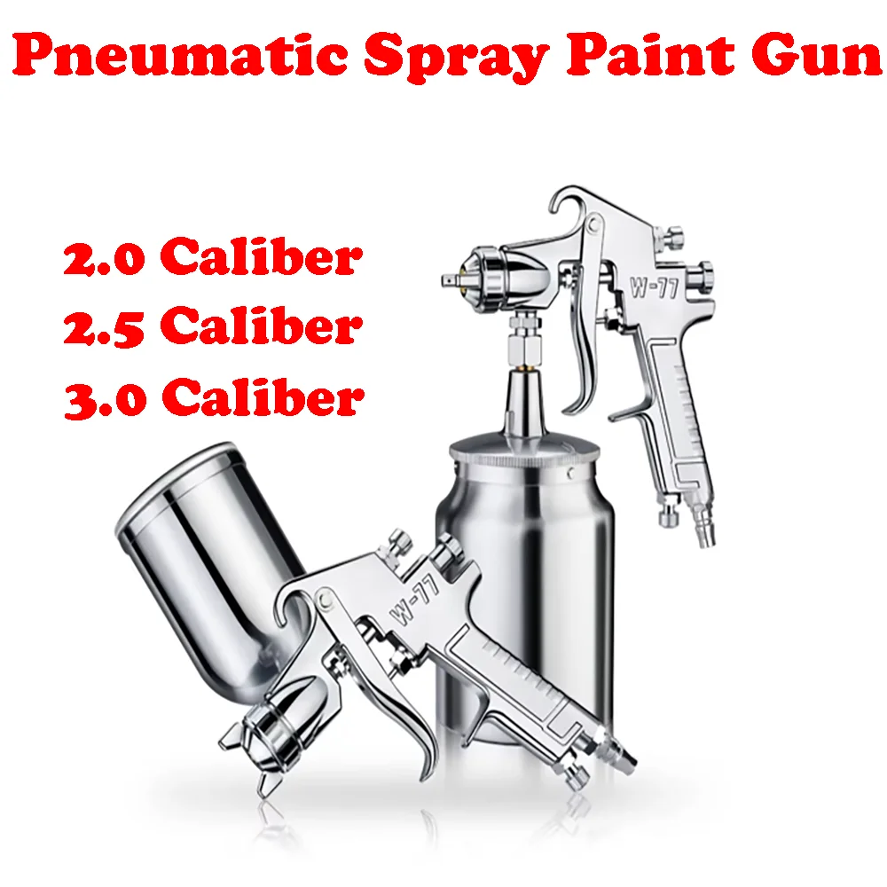 W-77 Pneumatic Spray Gun Upper And Lower Pots, 400ml~1000ml Capacity, Caliber 2.0mm/2.5mm/3.0mm, Automobile Pneumatic Tool Spray