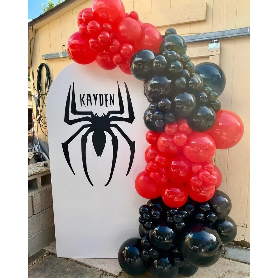 بالونات حمراء وسوداء مجموعة جارلاند 100 قطعة بالونات سوداء حمراء وقوس بالونات قصاصات حمراء وسوداء لحفلات الزفاف وأعياد الميلاد والتخرج BB