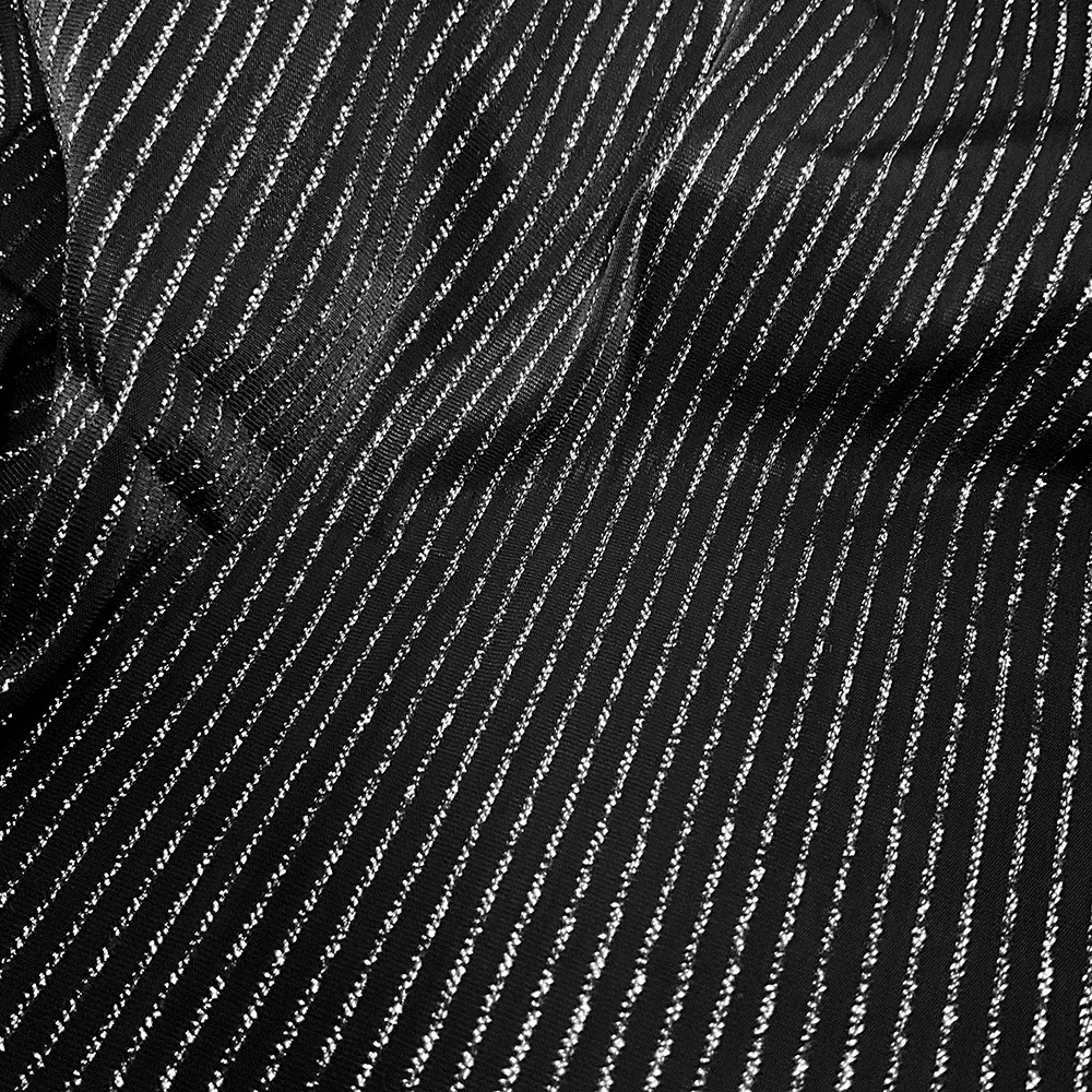 

Glitter Silver Stripe Stretch Fabric,Evening Dress,Close-fitting clothes,DIY Sewing Cloth,Soft Party Dress Cloth,1 Yard