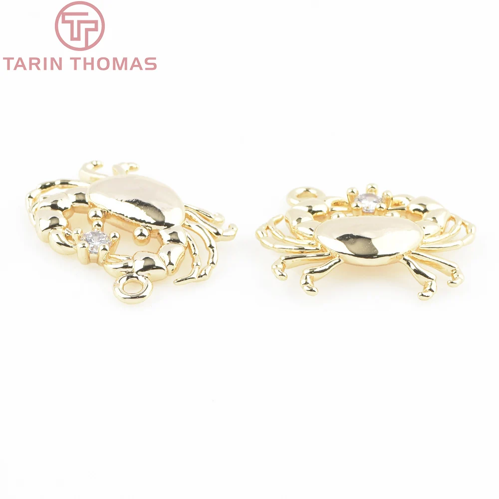(9755) 4PCS 17x18MM 24K Gold Farbe Messing mit Zirkon Krabbenförmige Anhänger Hohe Qualität DIY schmuck Machen Erkenntnisse Zubehör – Detail 4