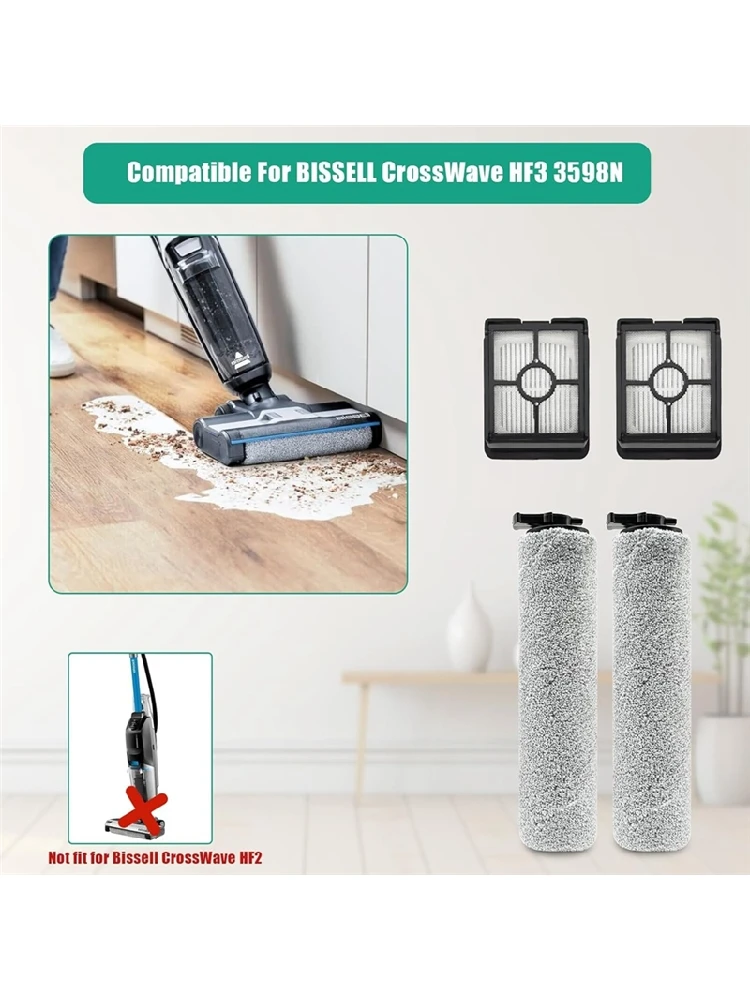 ABWZ-brosse à rouleau principal filtre Hepa pour aspirateur BISSELL Crosswave HF3 3598N Nass pièces de rechange