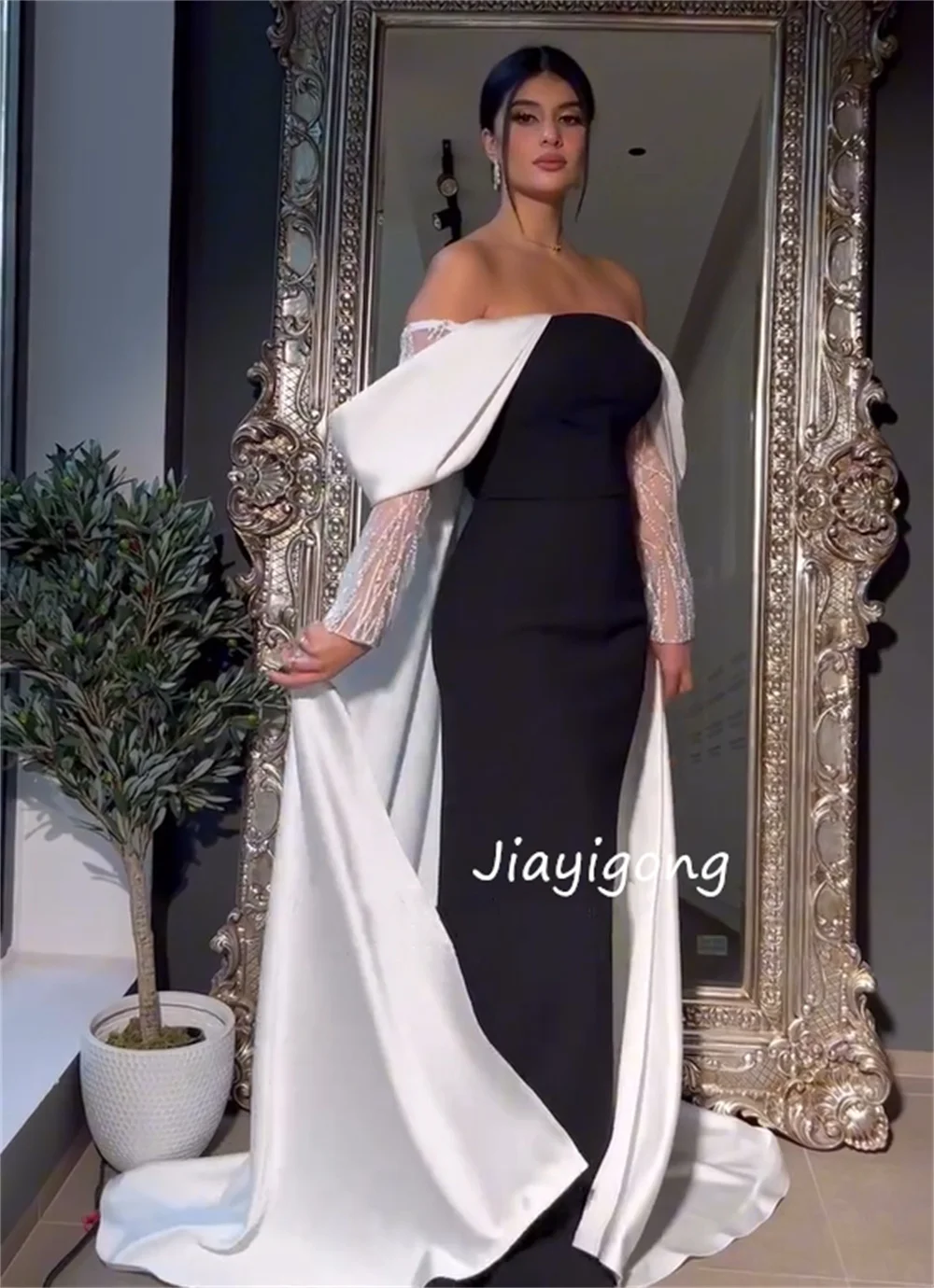 Personalizado combinando jérsei lantejoulas padrão em linha reta fora do ombro vestidos longos sob medida ocasião requintado pastrol