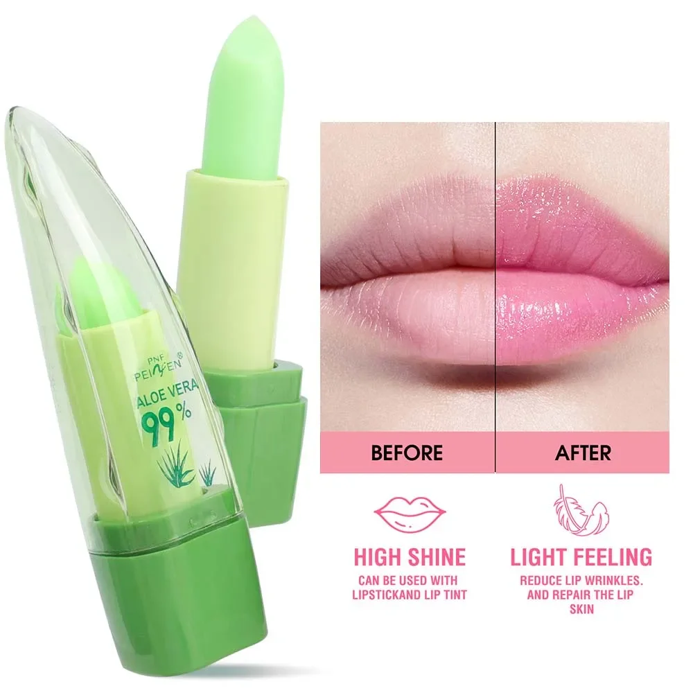 Color Changing Aloe Vera Lip Balm Long-Lasting Moisturizing Nourishing Refreshing Non-sticky Lipstick Lips Care Beauty Cosmetics