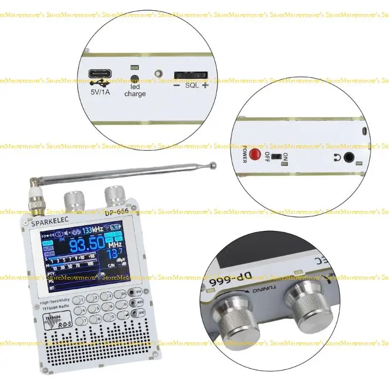 Recarregável multiband tef6686 dsp rádio ondas curtas banda completa teclado digital sensibilidade longo execução toca tela displa