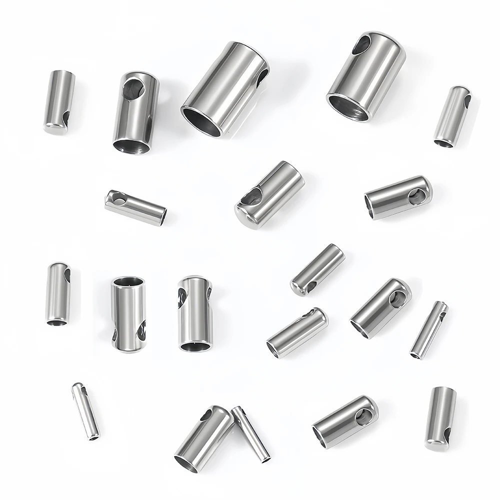 20–50 Stück 1–5 mm Edelstahl-Endspitzenkappe, Crimpverschlüsse, Verbinder, DIY, Quaste, Lederband, Ende, Crimp, Schmuckherstellung, Zubehör