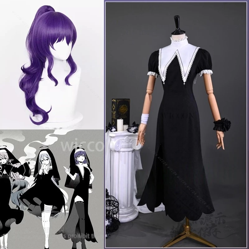 

Anime Project ASAHINA PJSK Cosplay MAFUYU Costume Christmas Role Play S-XL Black Sexy Dress Set Wigs Skirt Halloween Party S-XL