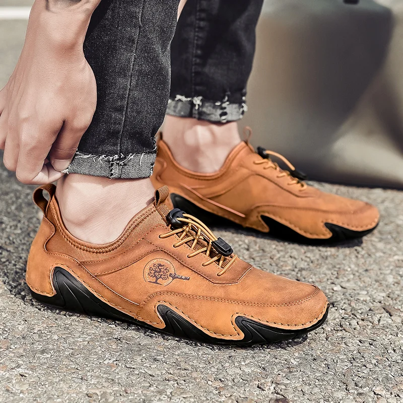 2023 New Men's Leather Shoes Luxury Brand Designer Business Loafers Moccasins Fashion Casual Non-Slip Driving Shoes Big Size 48