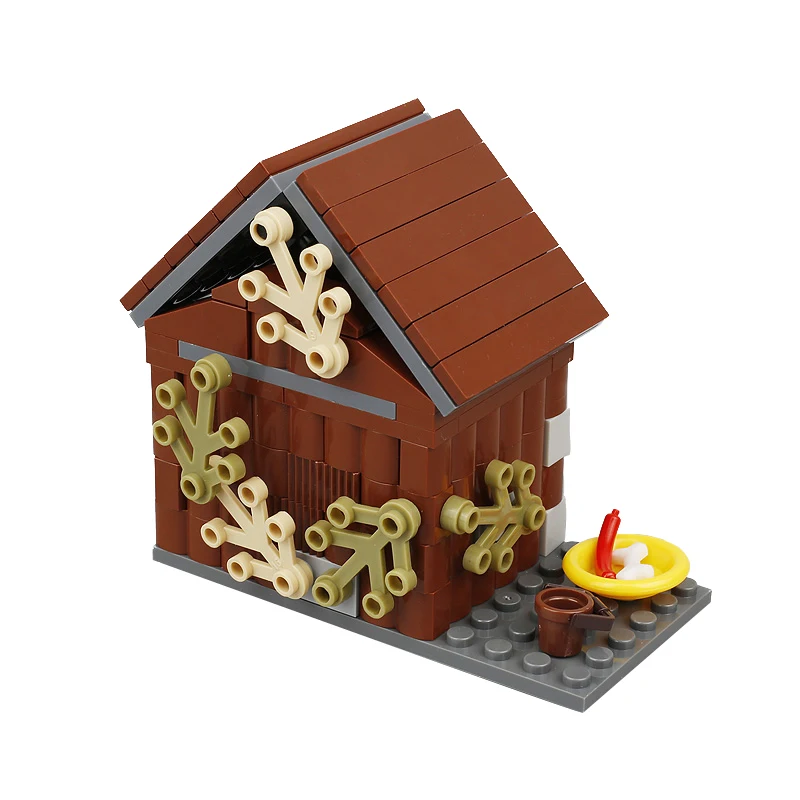 Accessori per Scene della città canile Building Block Pattern Dog Stray Dog Shelter House Bricks Bone salsicce figure di cibo giocattoli di assemblaggio