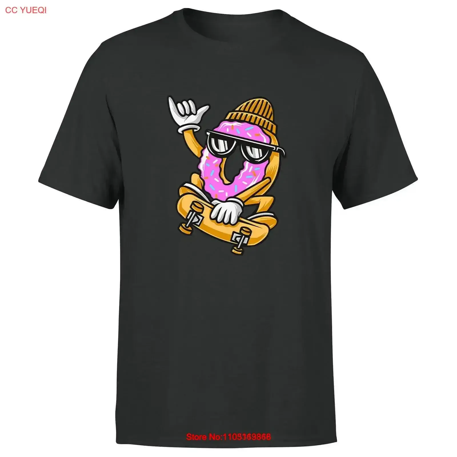 دونات التزلج للرجال والنساء تي شيرت فرحان قمة خمر غسلها ارتداء اليومي موضة امتدت أنيق خمر