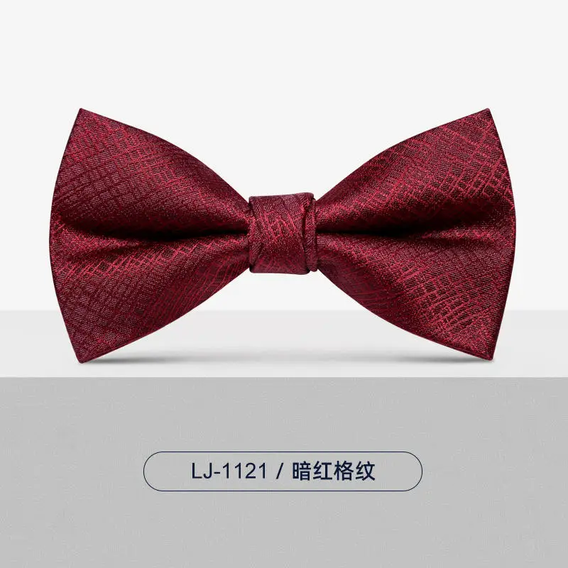 Deep Red Black White  Plaid  Bow Tie Festive Banquet Groomsman Men's Dark Red Plaid Fashionable And Handsome Business Bow Tie