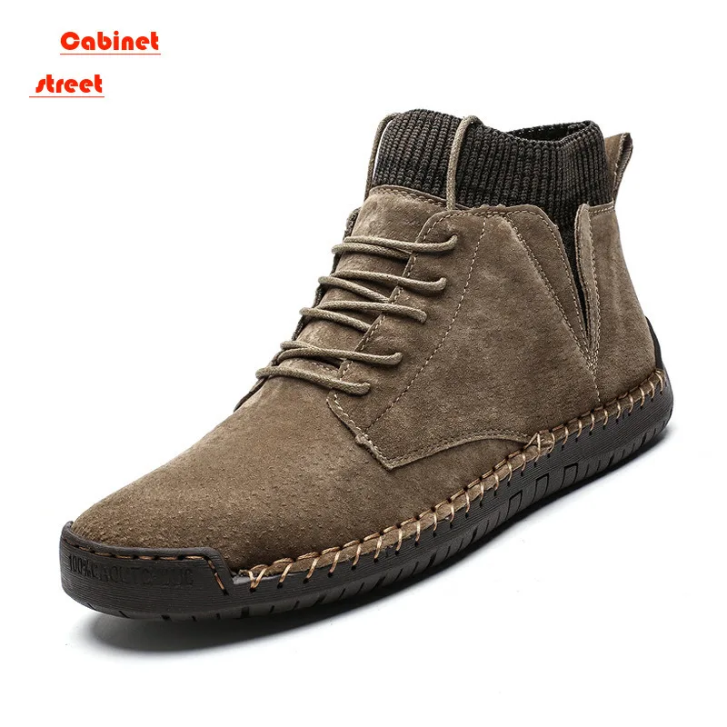 

Brand Men's Snow Boots Winter Plush Warm Men Motorcycle Boots Non-slip Leather Male Snow Boots Autumn Man Work Shoes Hot Sale