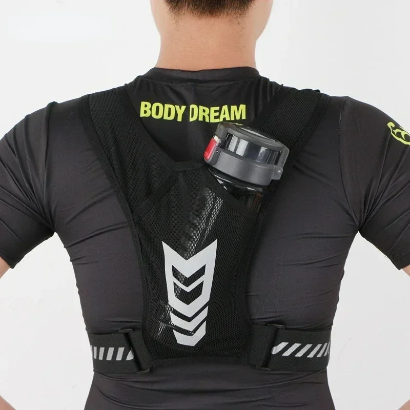 Fashion New Outdoor Hiking Backpack Large Capacity Reflective Water Bottle Phone Pocket Double Shoulder Sports Vest Pack For