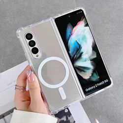 For Magsafe Magnetic Folding Case Samsung Galaxy Z Fold 6 5 4 3 W24 W23 W22 W21 Clear Hard PC Wireless Charging Shockproof Cover