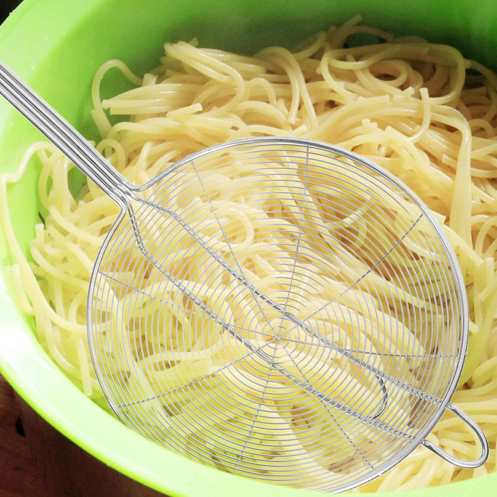 

Stainless Steel Fine Mesh Strainer Ladle Wire Skimmer Spoon Spatula Hot Pot Sieve Deep Fry Safe Oil Drain