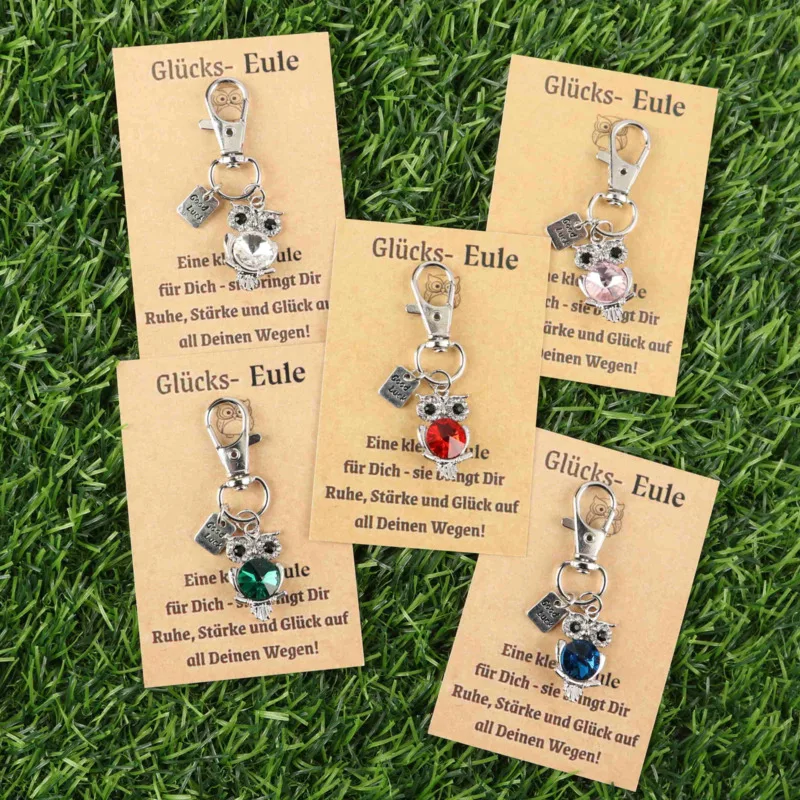 8pcs Interesting Owl Series Keychain Set Lucky Owl Card Actively support gifts Backpack Backpack decorations Women's Fashion Des