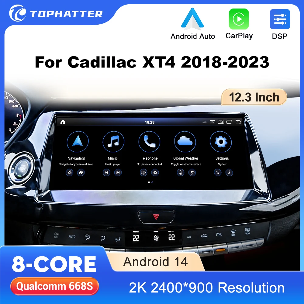 

12.3'' Multimedia Player For Cadillac XT4 2018-2023 Cue3.0 3.6 Wireless CarPlay Qualcomm Android Car GPS Navigation Head Unit