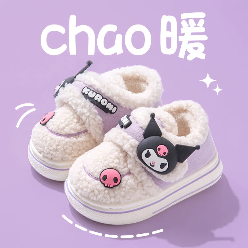 

Sanrio Hello Kitty Girl Cotton Shoes Child Winter Thicken Anti-Slippery Outerwear Kawaii Anime Cartoon Fashion New Casual Shoe
