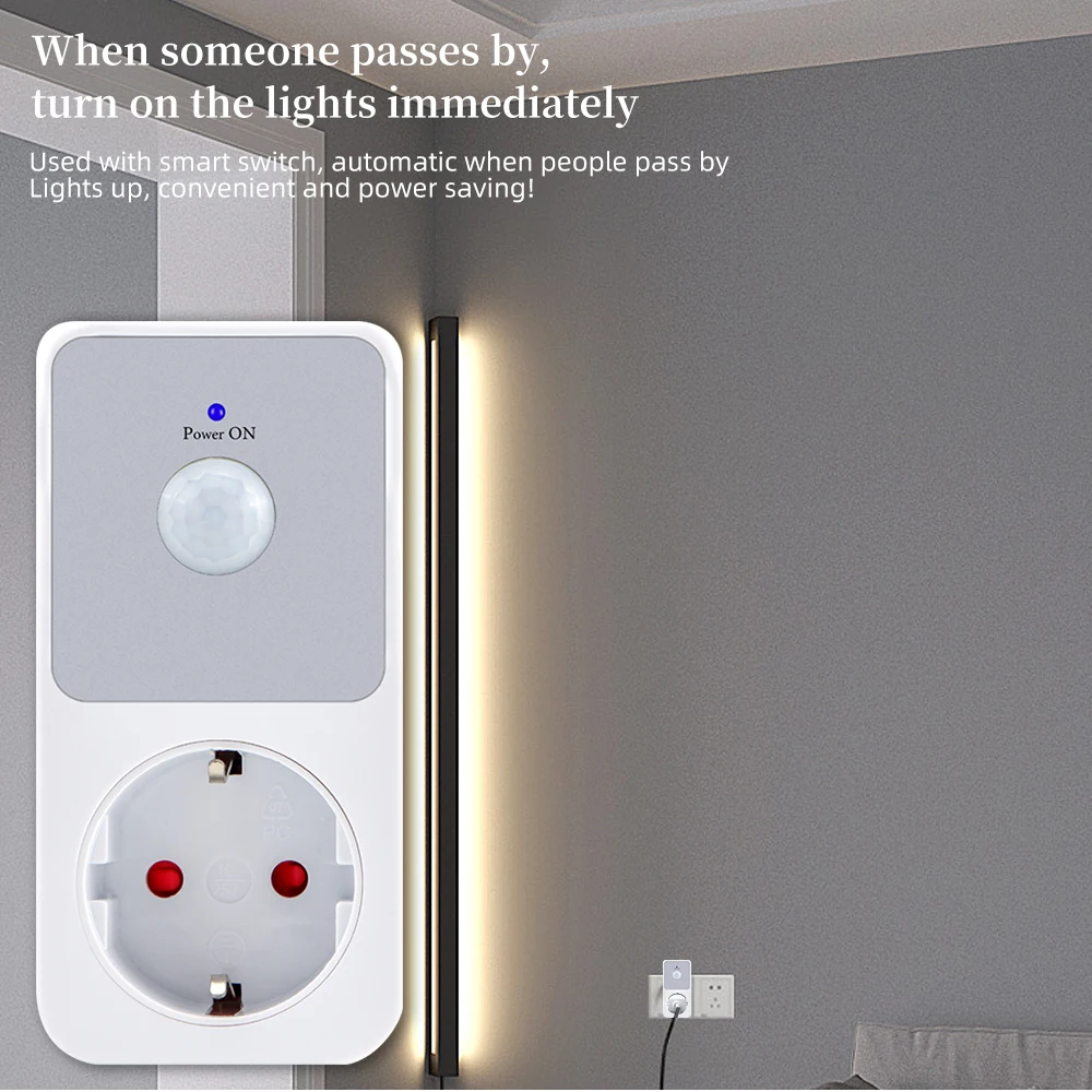 PIR Infrared Sensor Socket Protector LED Night Lights 220V EU FR US UK Plug 120° Degree Wide Angle Automatic Induction Retardant