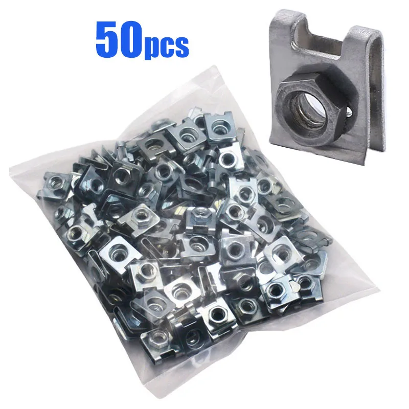 50Pcs Car Metal Clips U-Type Fastener Screw Bases Auto Bumper Fender Trim Panel Fastener Anti-rust Protection Clip Screw Buckle