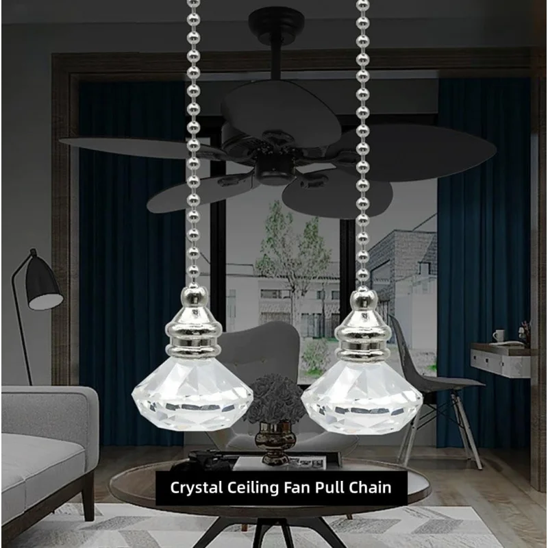 Ceiling Fan Pull Chain Set, 2 Pcs Pull Chain Extension Fan Pull Chain Pendant 12 Inch Ceiling Fan Chain Extender， with B