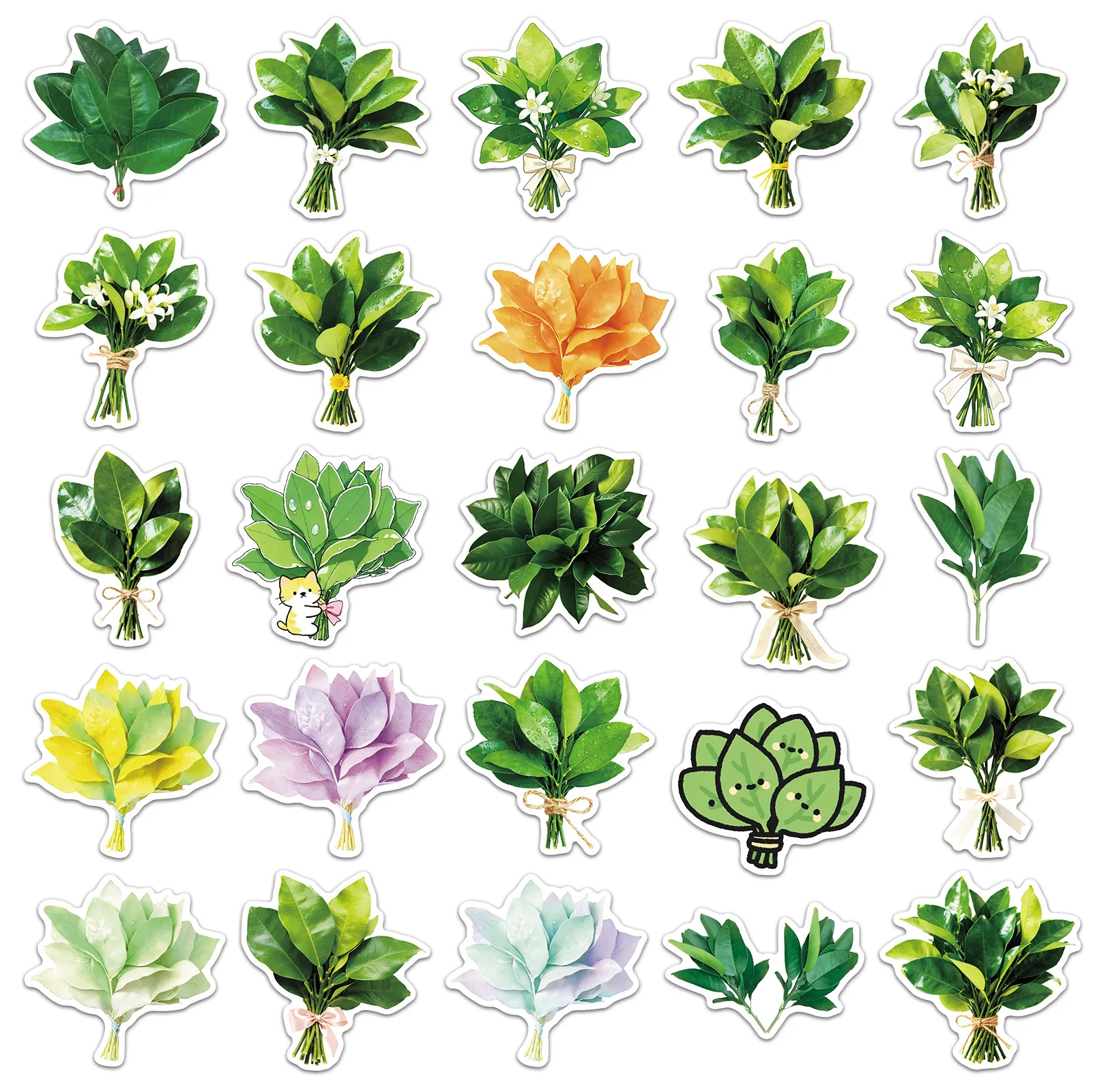 

50PCS Pomelo Leaves Plant Stickers Cartoon Graffiti Waterproof Decals Creative DIY Water Cup Phone Case Scooter Luggage
