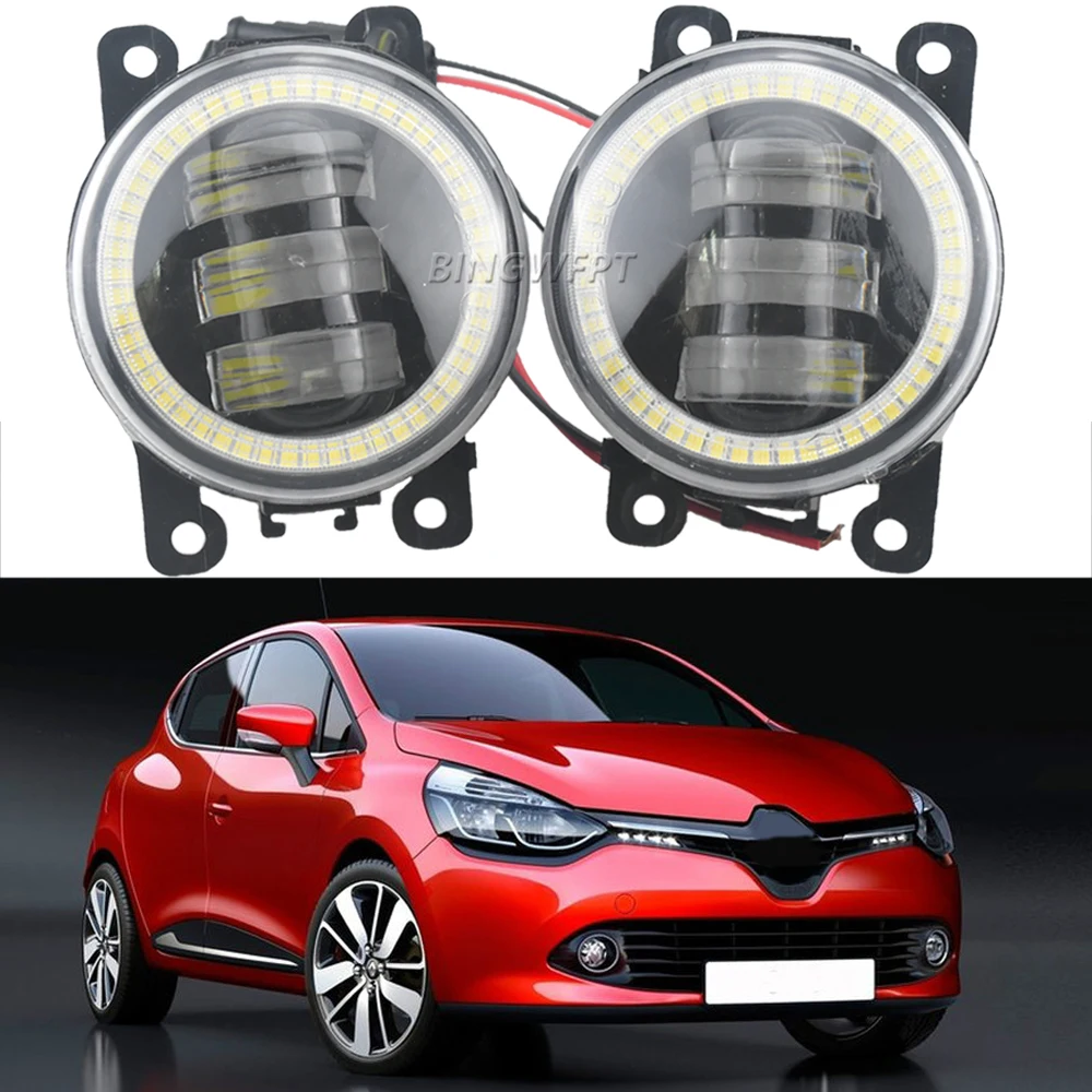 2 X Car Angel Eye Fog Light LED Lens Fog Driving Lamp DRL For Renault Clio 3-III 2005-2014