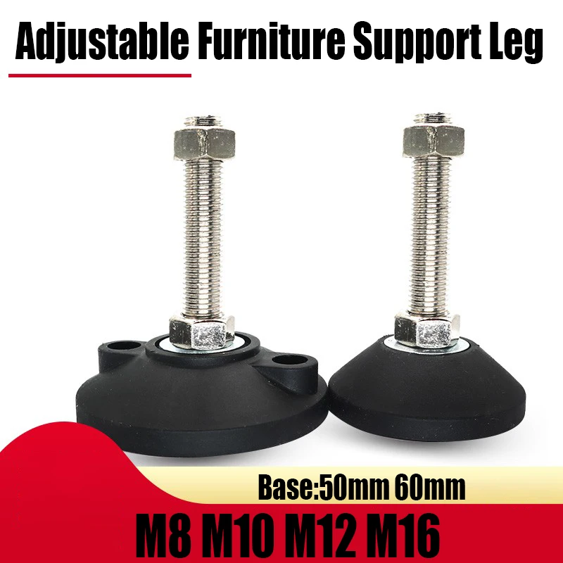 

4PCS 50mm 60mm Base Adjustable Furniture Support Leg M8 M10 M12 M16 Adjustable Lathe Machine Tool Leg Fixed Adjustment Feet