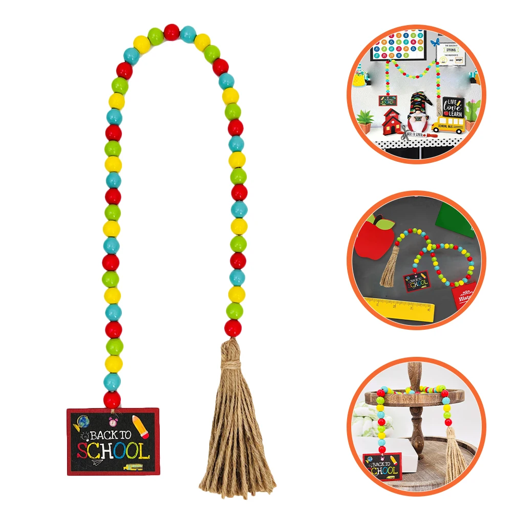 Wooden Bead String Back To School Wooden Beads Garland Tassels Wooden Beads School Centerpiece Welcome Beaded Pendant Decoration