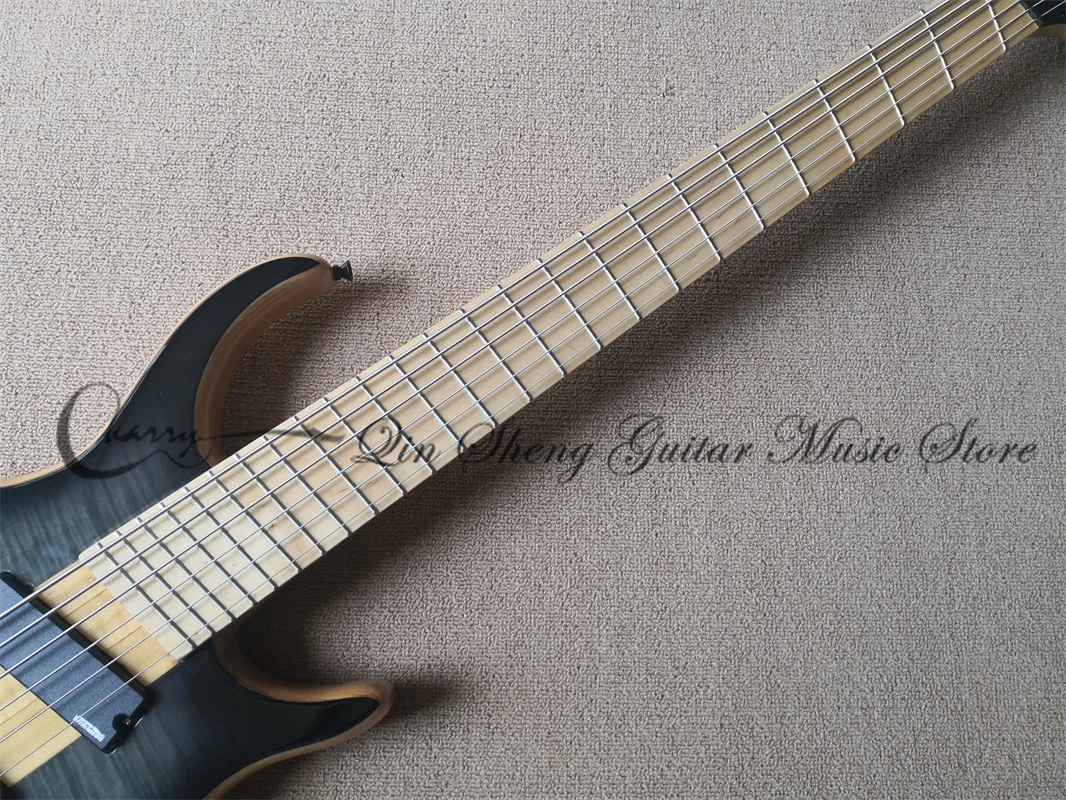 6 Strings Bass Guitar CM Light Black Bass Maple Neck Through ASH Wood Body Active Fan Fingerboard  Independent Bridge