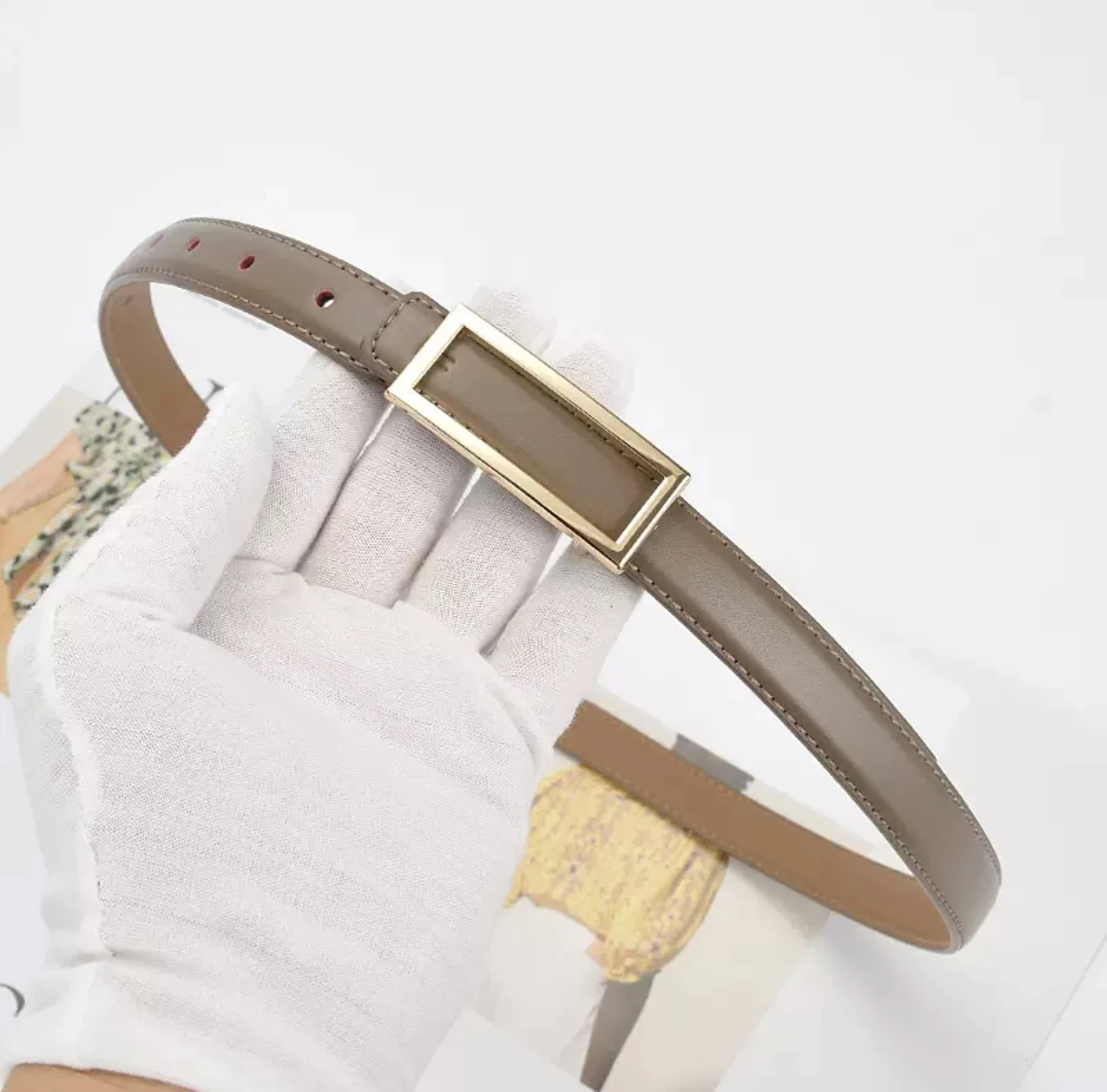 

105 * 1.8cm luxurious cowhide fine belt for women, genuine leather small belt for women, Korean style simple and high-end belt