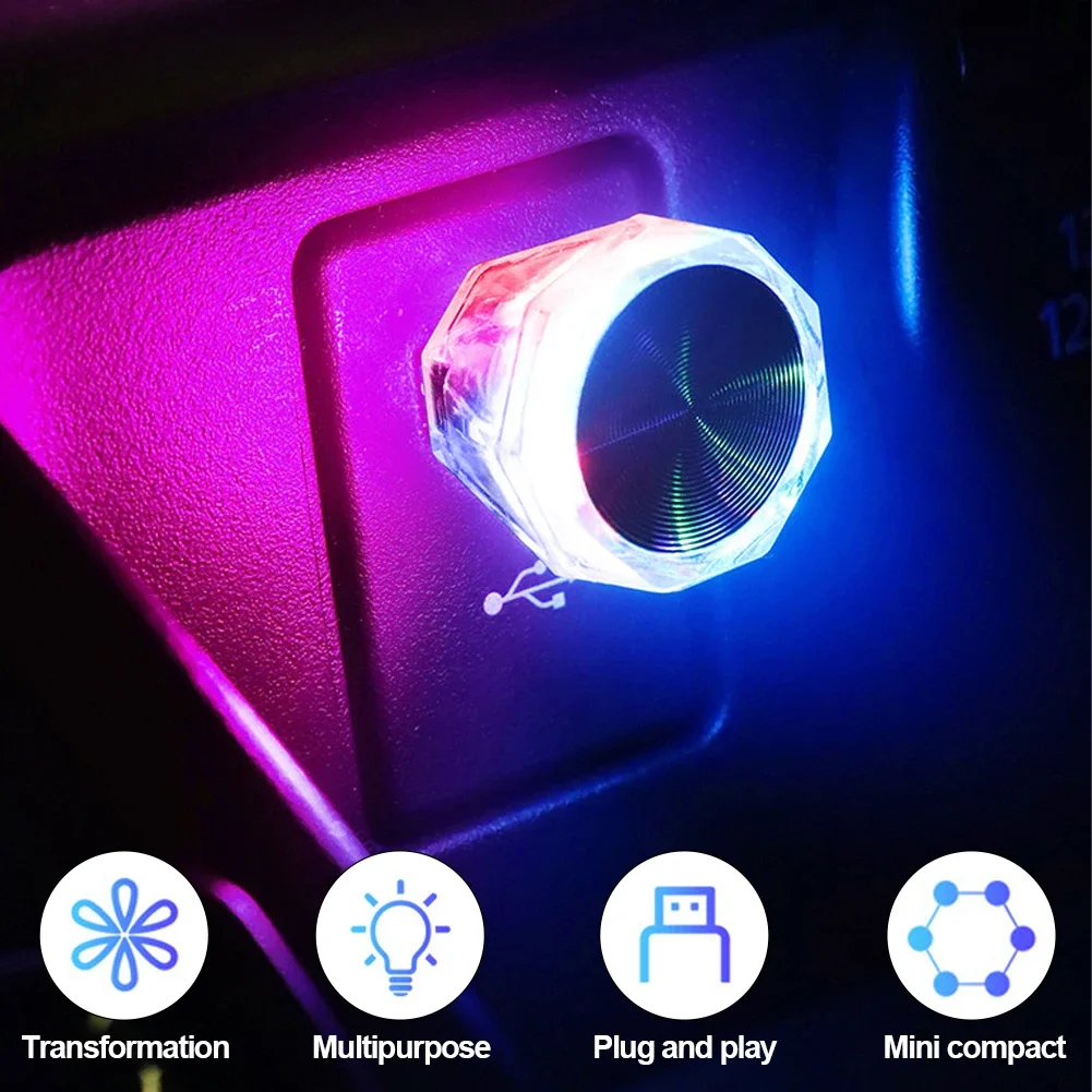 USB Car LED Atmosphere Light Decorative Lamps for Car Interior Environment Auto PC Computer Portable Light Plug Play Ambient