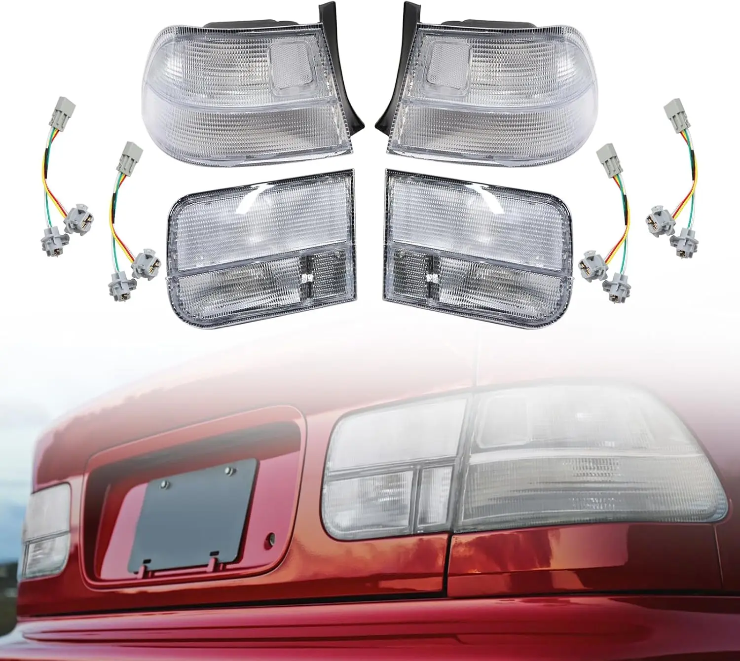 

Civic Tail Lights All Clear Lens Left & Right Compatible with 1996-2000 Hon-da Civic Coupe 2-Door