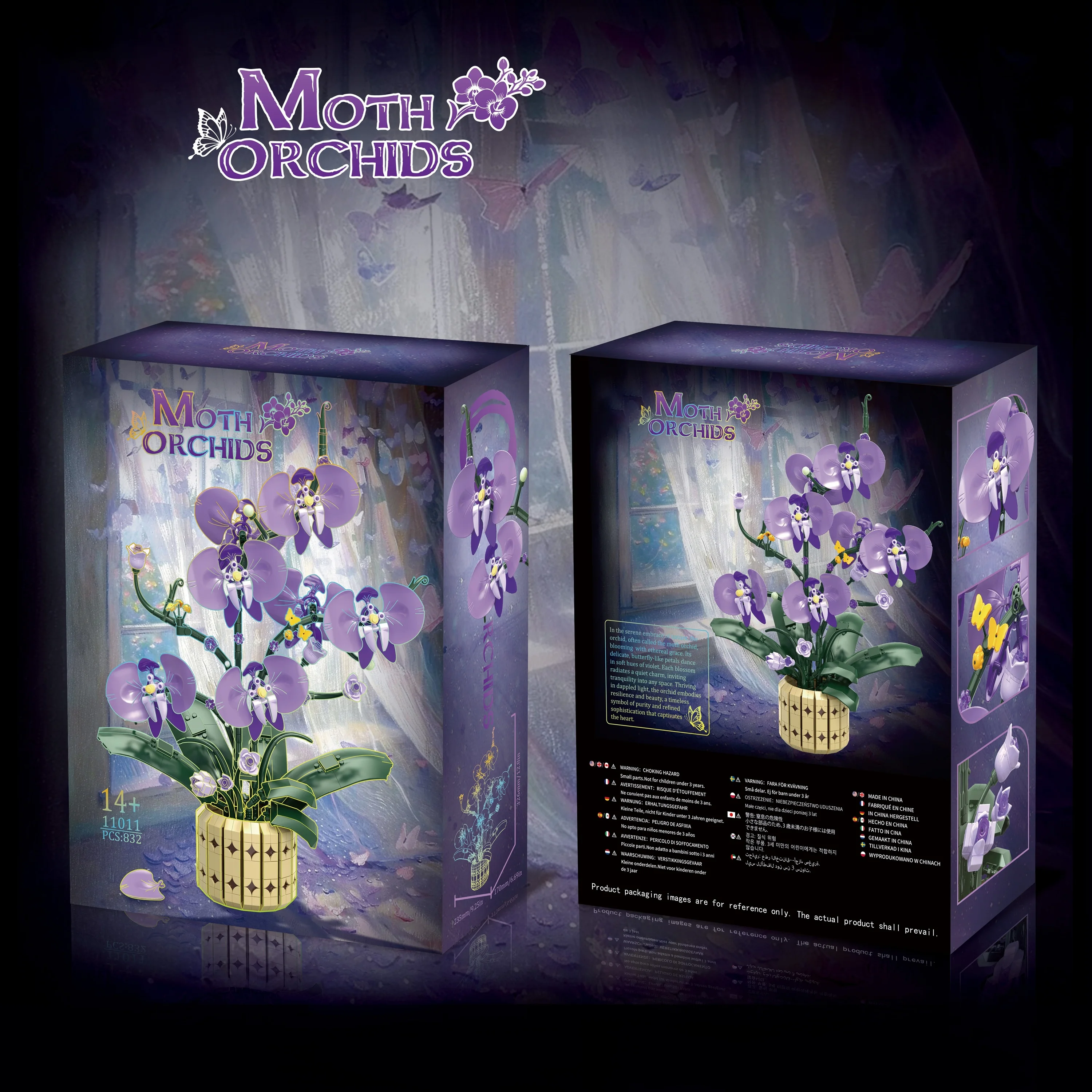 ชุดของเล่นตัวต่อดอกกล้วยไม้สีม่วง ของตกแต่งบ้าน ดอกไม้ประดิษฐ์สร้างสรรค์ ประกอบเอง เหมาะสำหรับเป็นของขวัญวันเกิดเด็ก