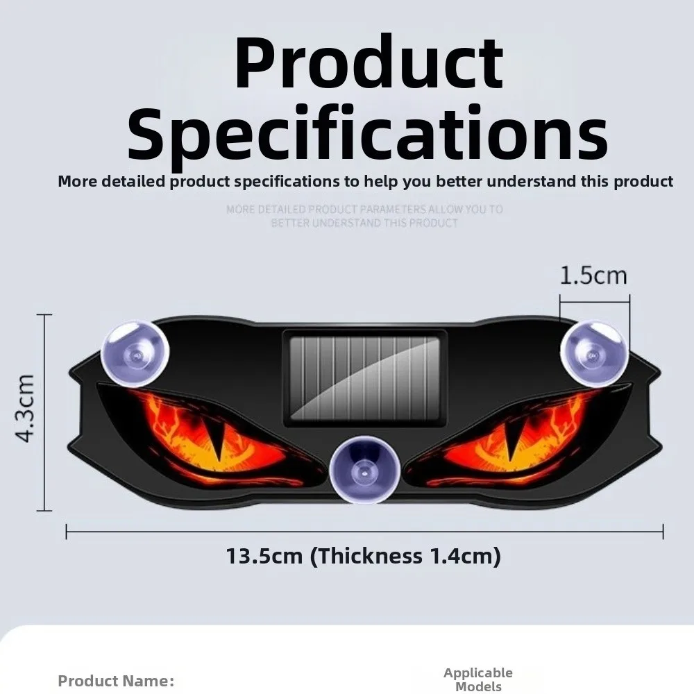 Wireless Solar LED Car Light Suction Cup Vibration Lights on Devil Eyes Car Lights Dynamic Display Car Atmosphere Light Gifts