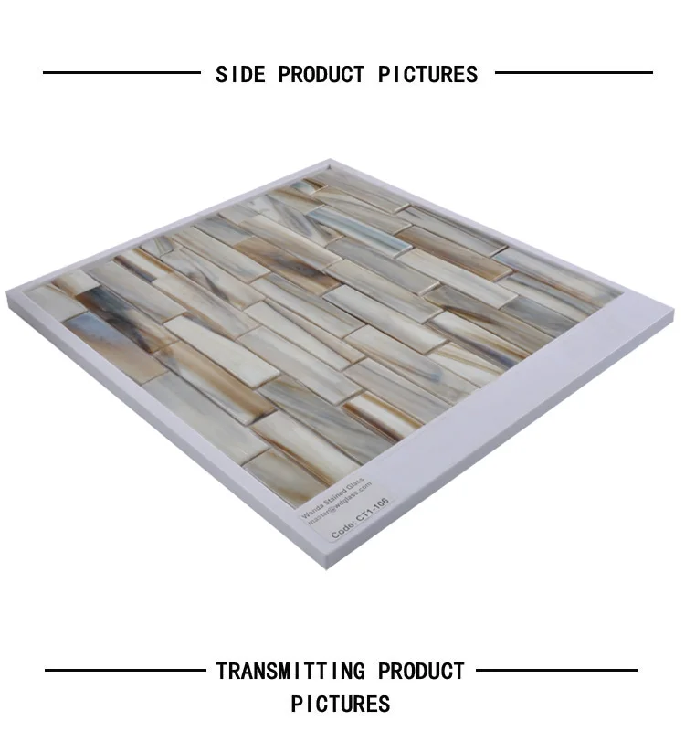 Modern Art Craft Gray Tile Design Strip Kitchen Glass Mosaic Board Splash Background Wall Tile Board